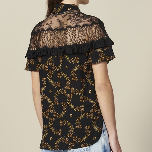 Sandro Floral and Butterfly Lace Top - Picture 2 of 6